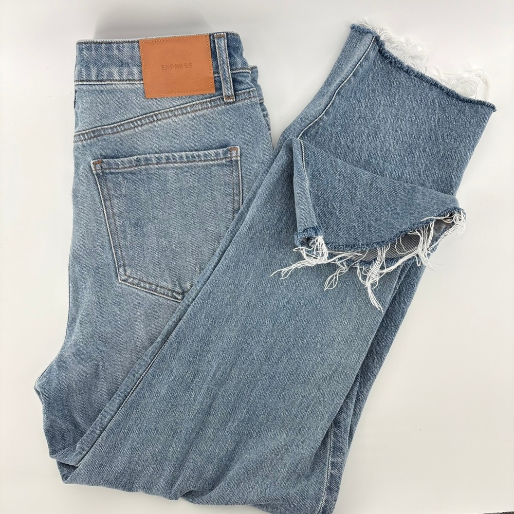 Express Women Straight Ankle High Rise Stretch Jeans Light Wash‎ Size 8R